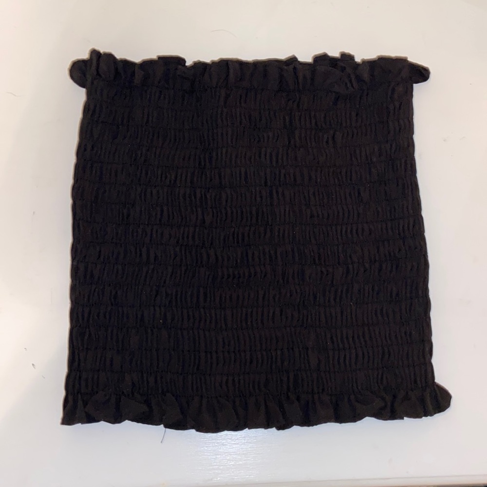 black ribbed bandeau top